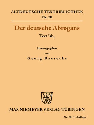 cover image of Der deutsche Abrogans